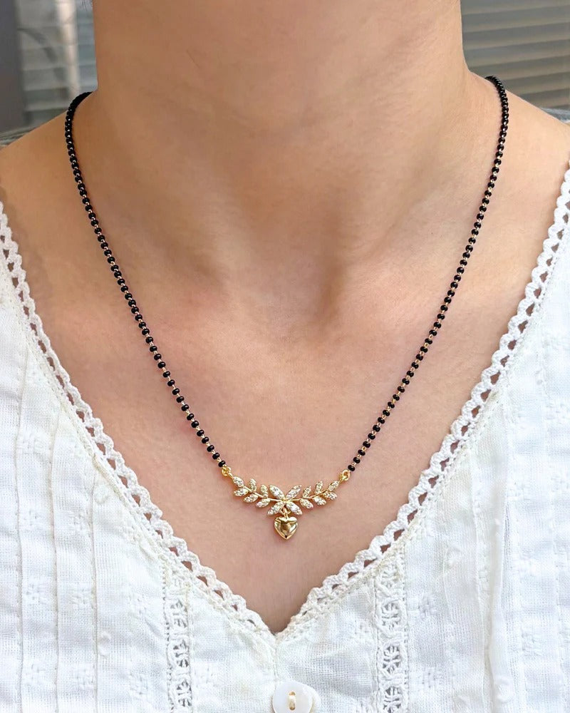 Zoraya Elegant Crystal Leaf Heart Mangalsutra