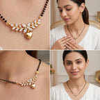 Zoraya Elegant Crystal Leaf Heart Mangalsutra