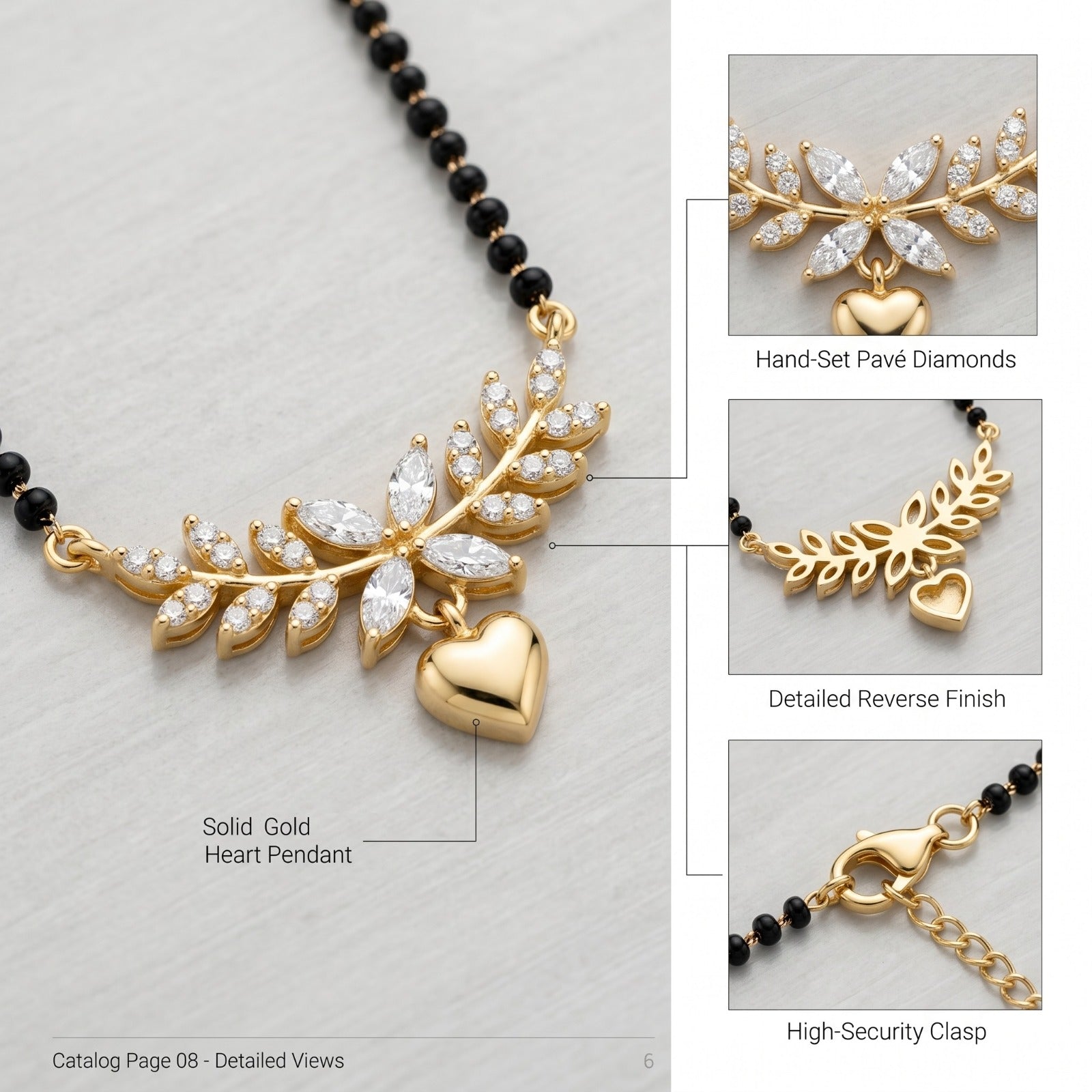 Zoraya Elegant Crystal Leaf Heart Mangalsutra