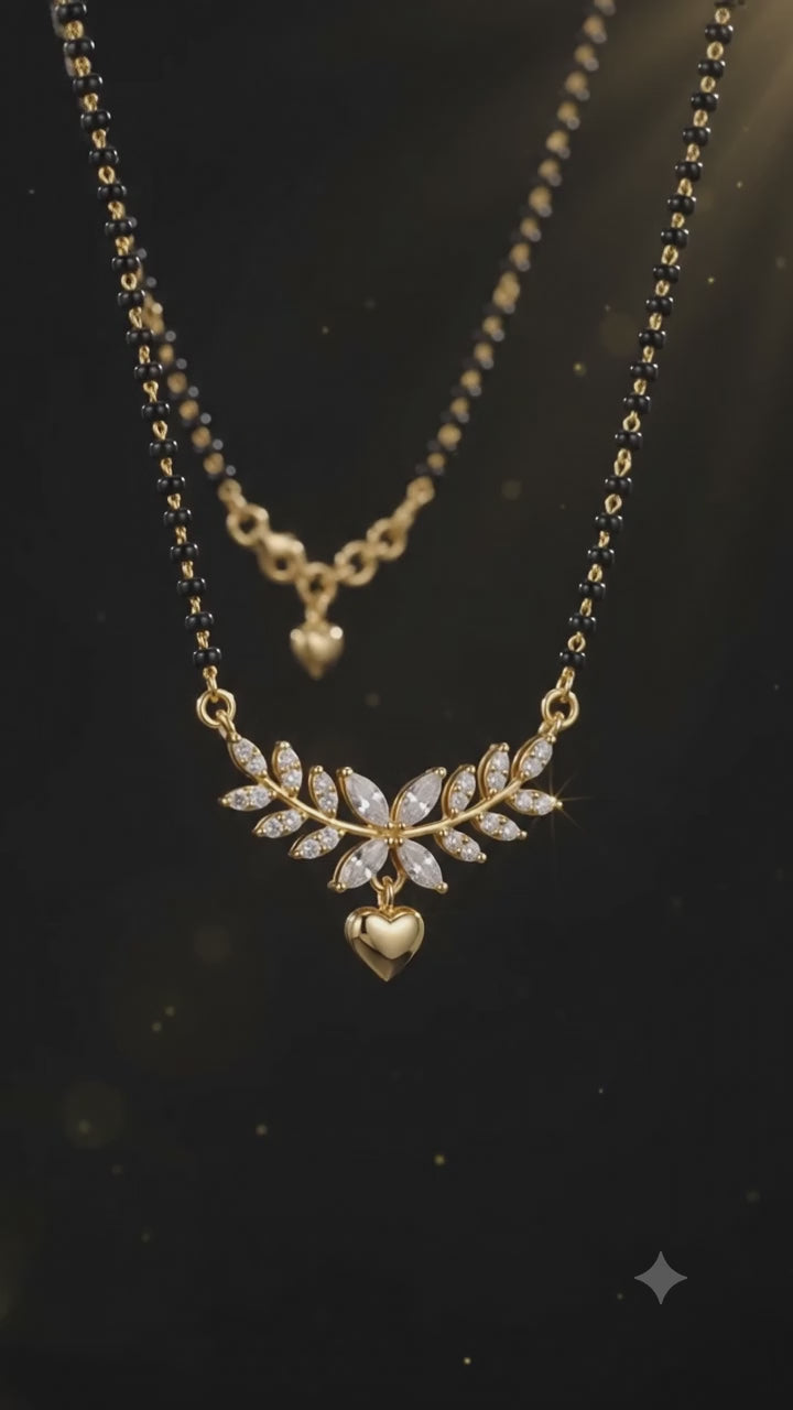 Zoraya Elegant Crystal Leaf Heart Mangalsutra
