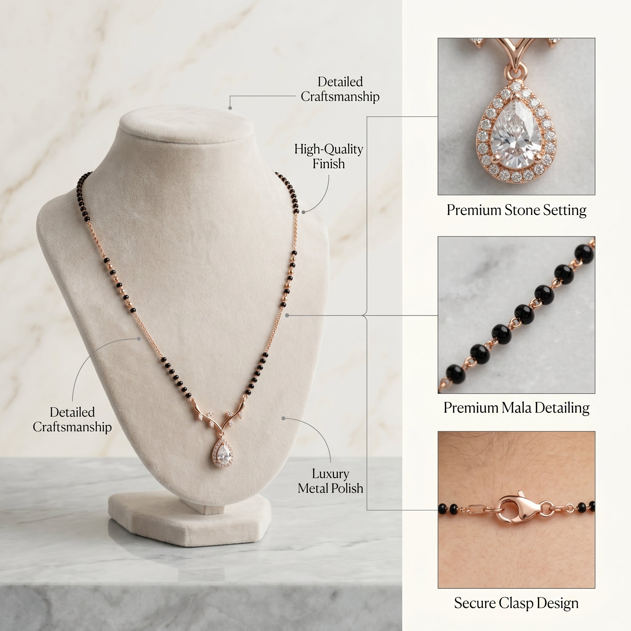 Elegant Crystal Drop Mangalsutra Necklace