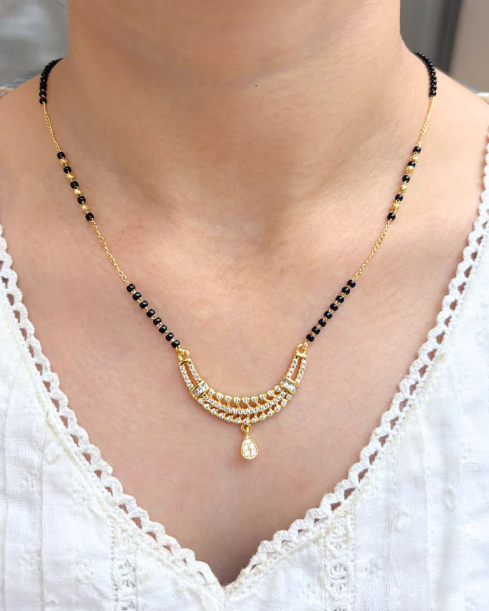 Zoraya Diamond Studded Black Bead Mangalsutra