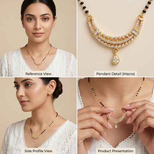 Zoraya Diamond Studded Black Bead Mangalsutra