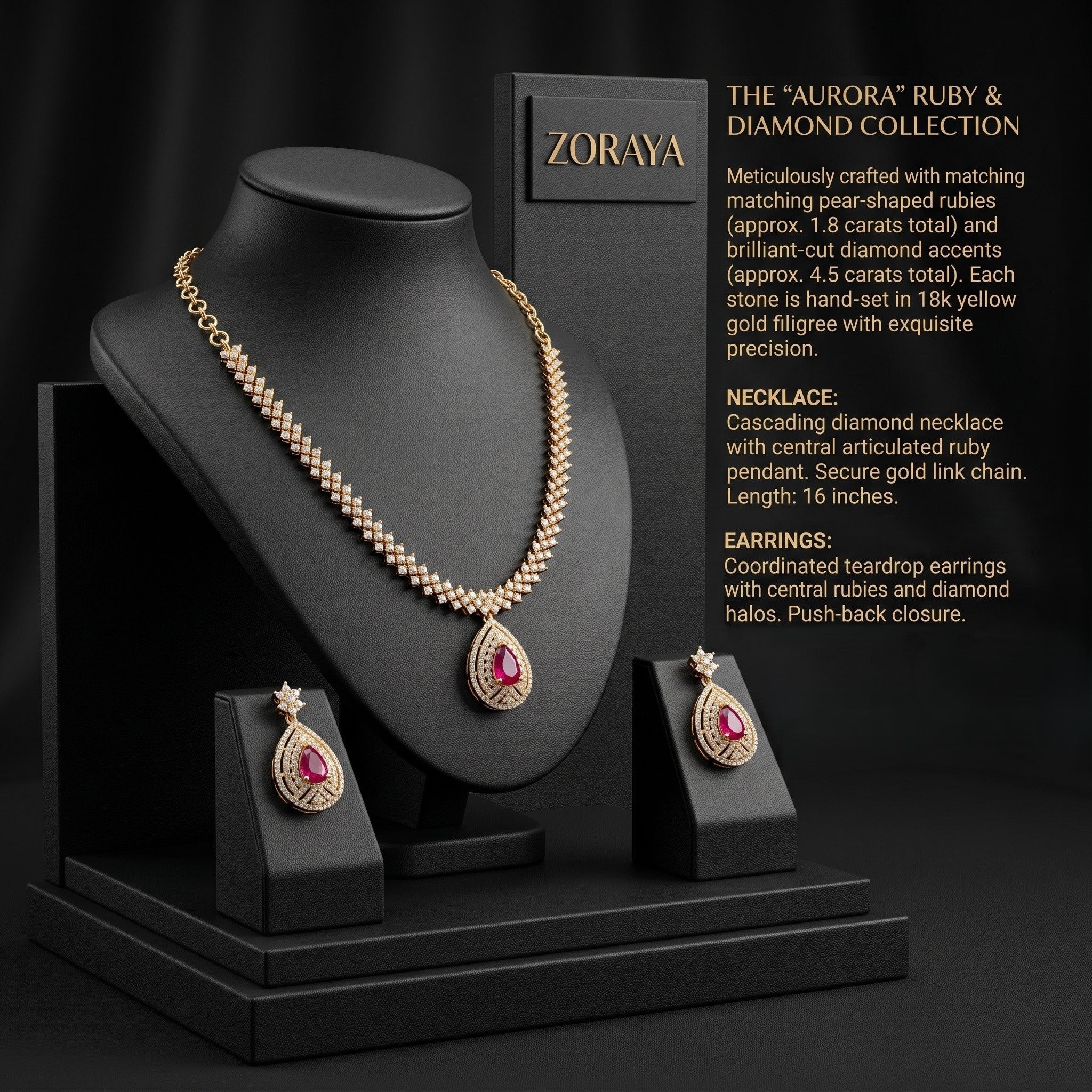 Zoraya Ruby Teardrop Necklace Set