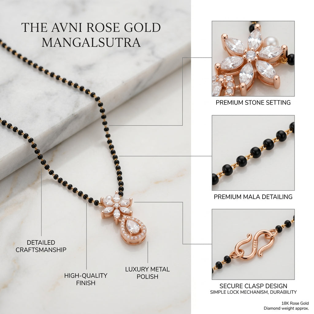 Zoraya Elegant Rose Gold Floral Mangalsutra