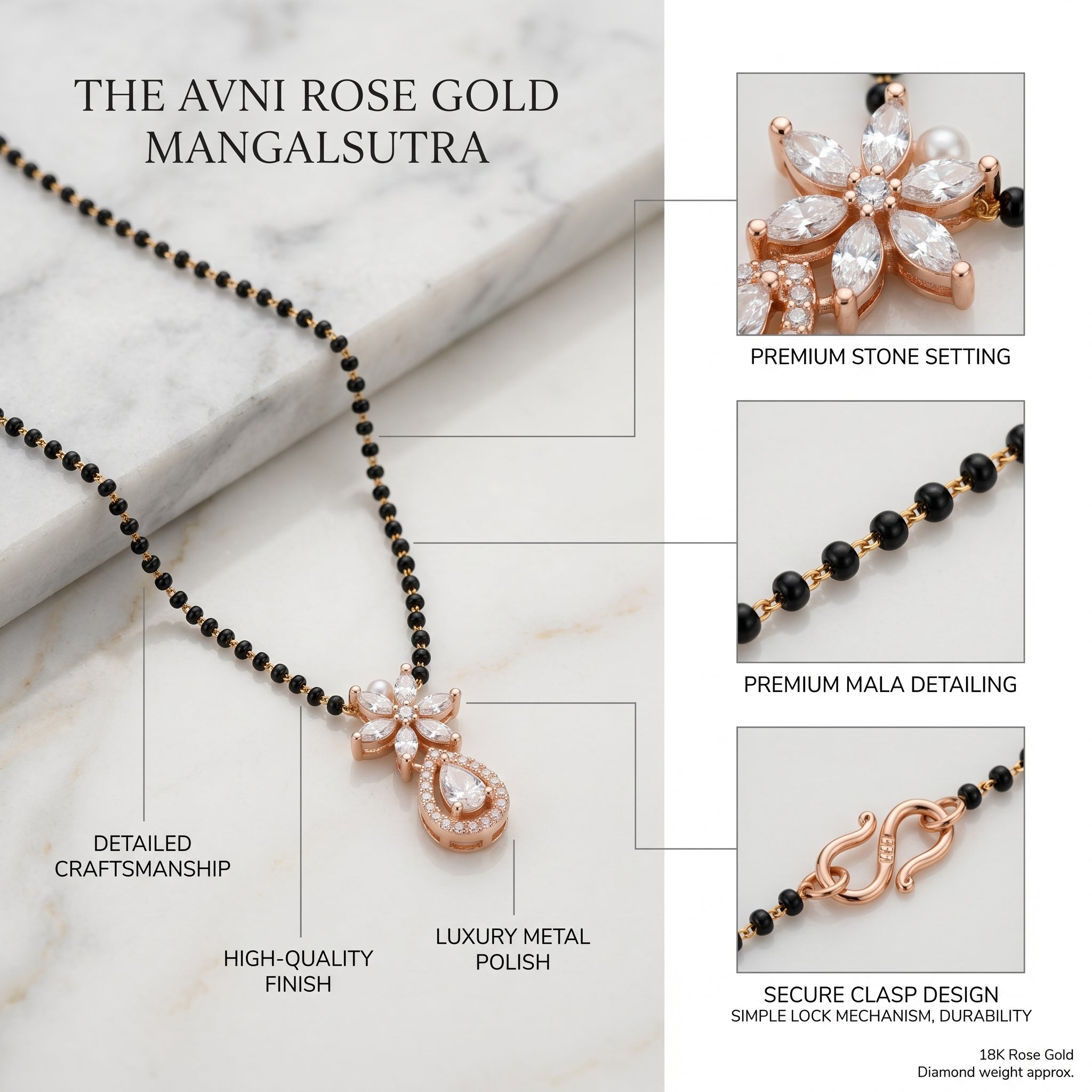 Zoraya Elegant Rose Gold Floral Mangalsutra