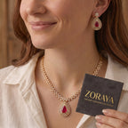 Zoraya Ruby Teardrop Necklace Set