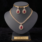 Zoraya Ruby Teardrop Necklace Set