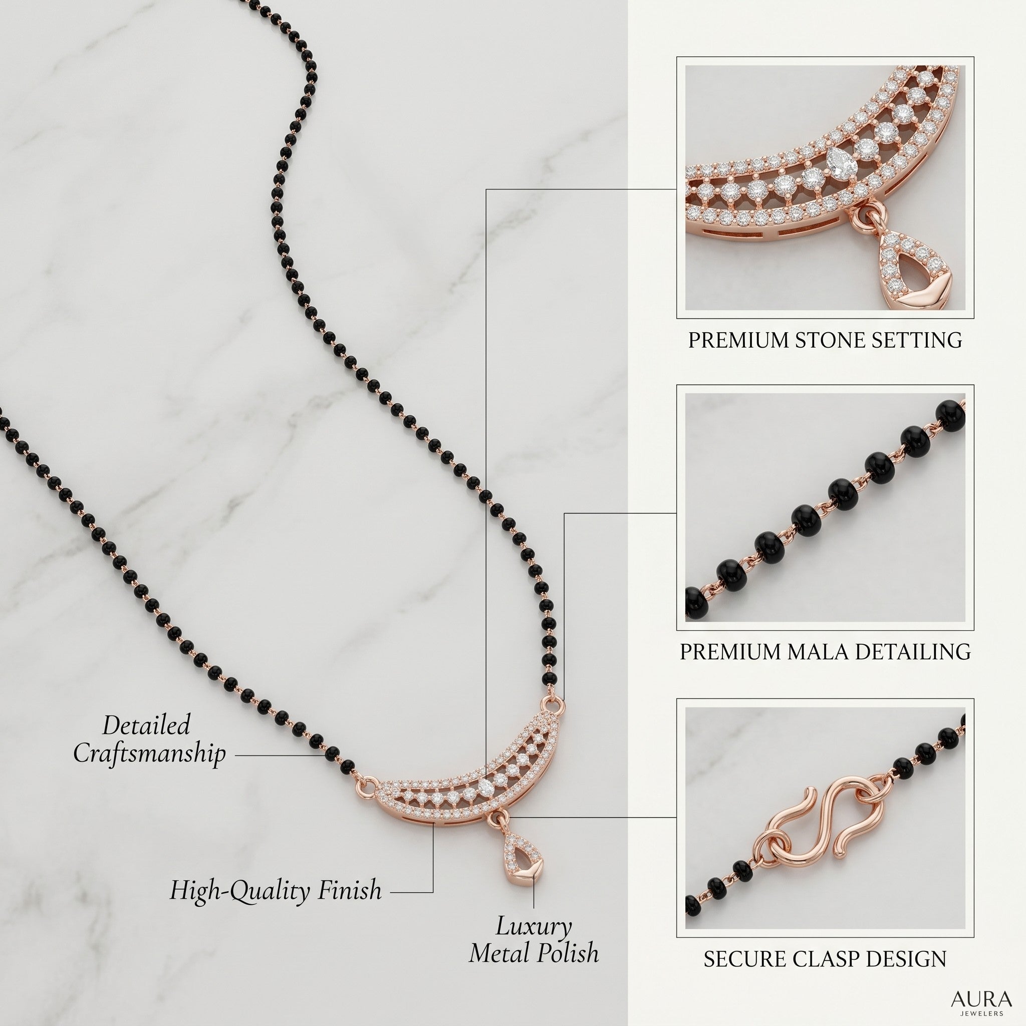 Crescent Rose Gold Mangalsutra