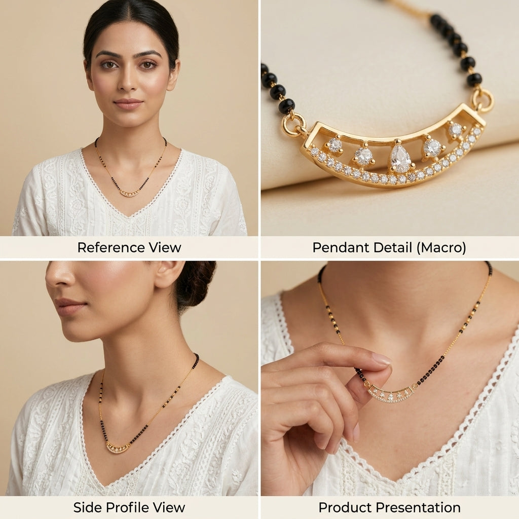 Curved Diamond Mangalsutra