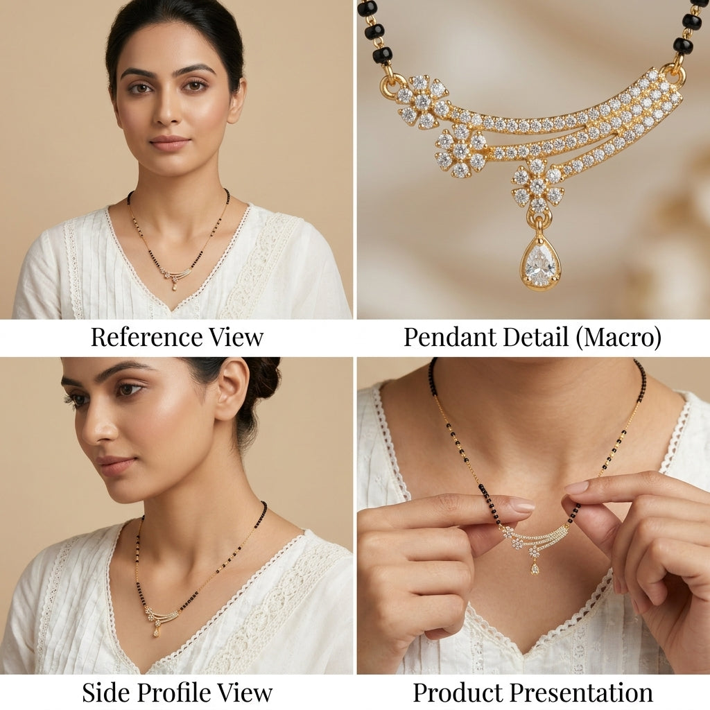 Gold Crystal Mangalsutra