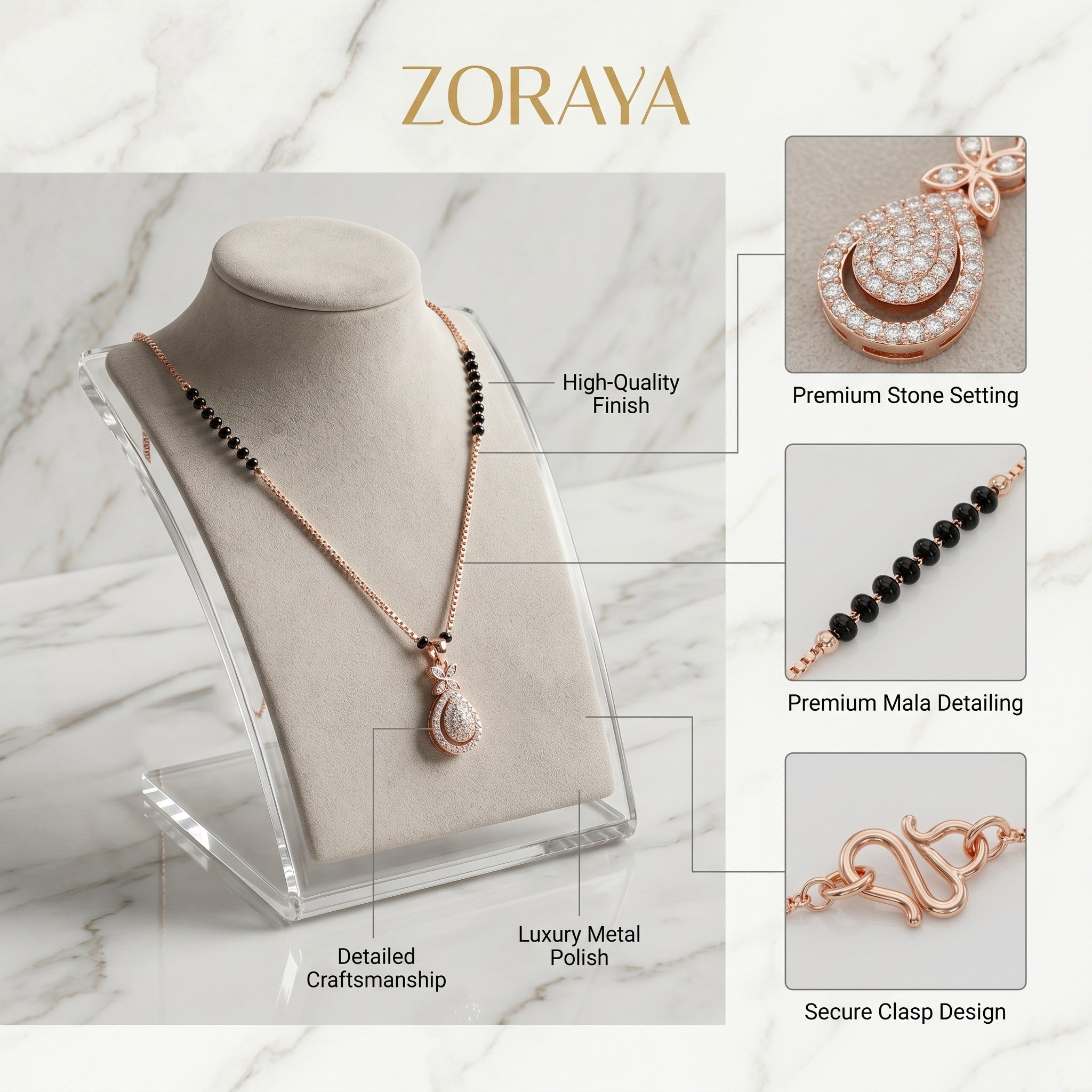 Zoraya Floral Mangalsutra Pendant