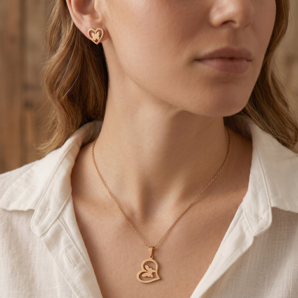 Zoraya Golden Heart Butterfly Set