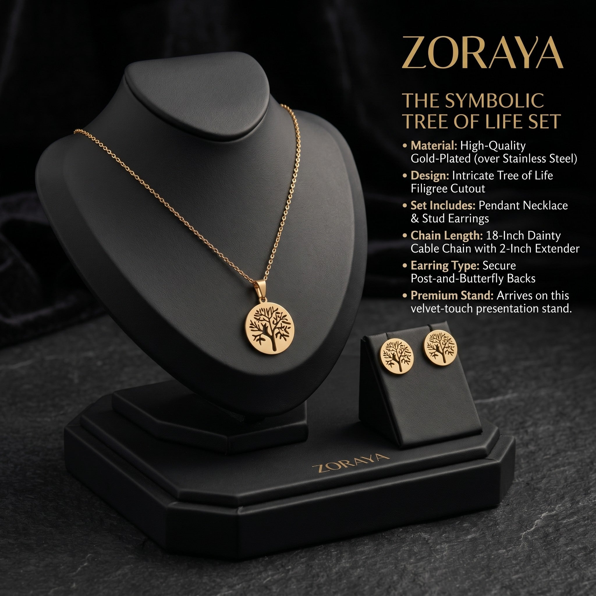 Zoraya Golden Tree Charm Set
