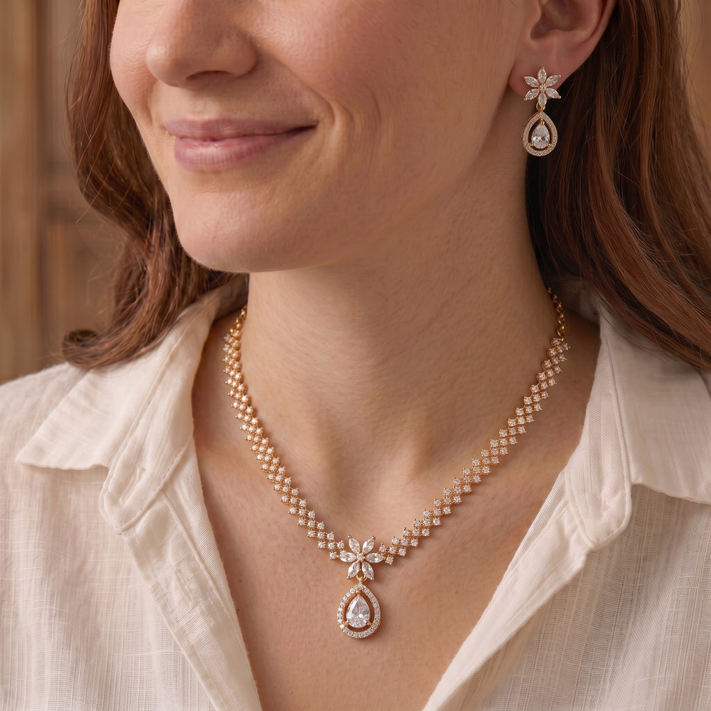 Zoraya Luxury Teardrop Necklace Set