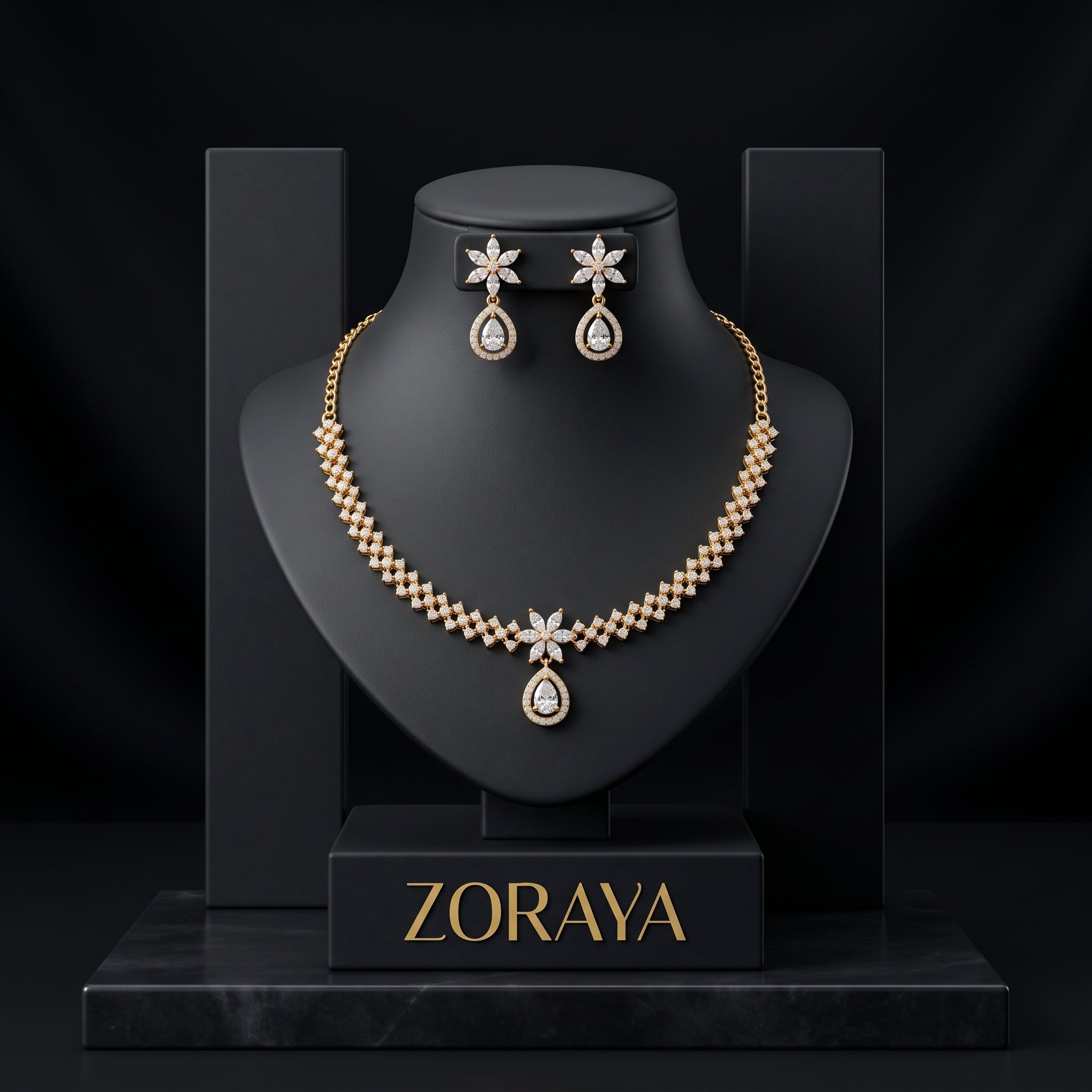 Zoraya Luxury Teardrop Necklace Set