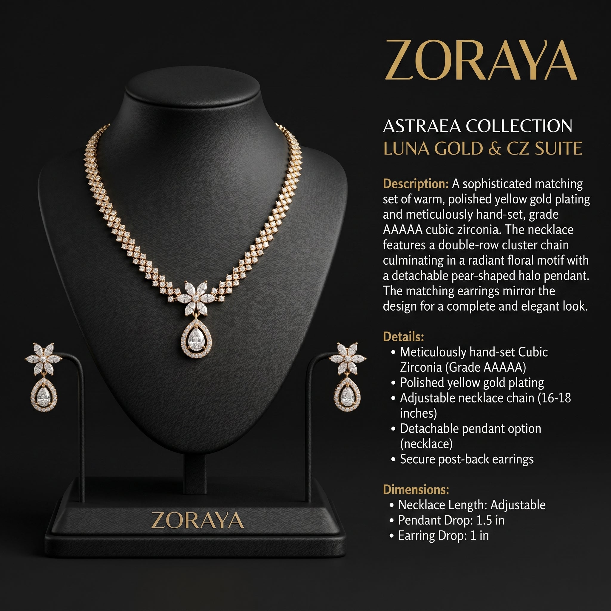 Zoraya Luxury Teardrop Necklace Set