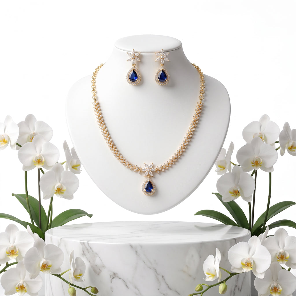 Zoraya Sparkling Diamond Look Necklace