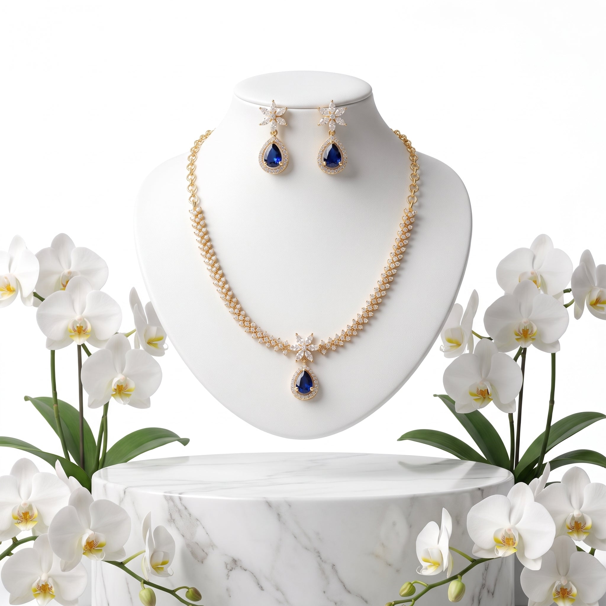 Zoraya Sparkling Diamond Look Necklace