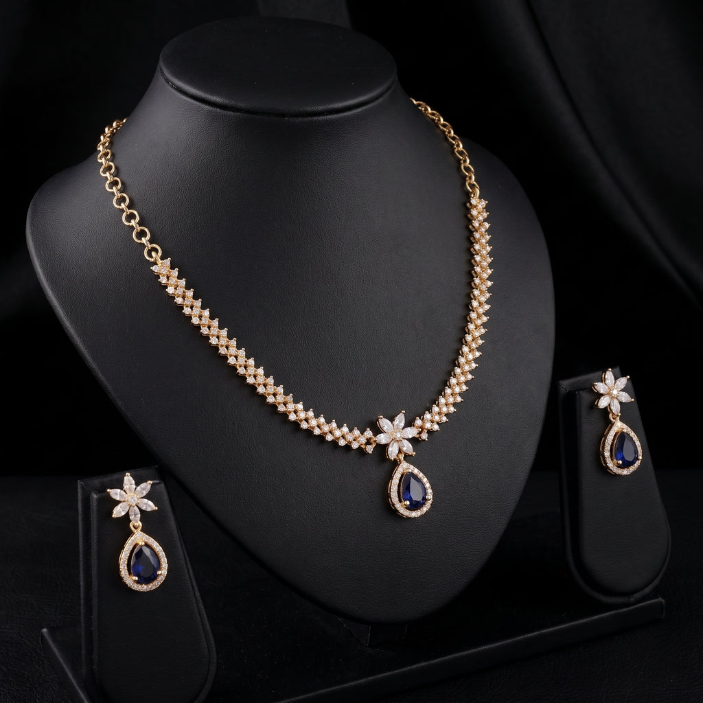 Zoraya Sparkling Diamond Look Necklace