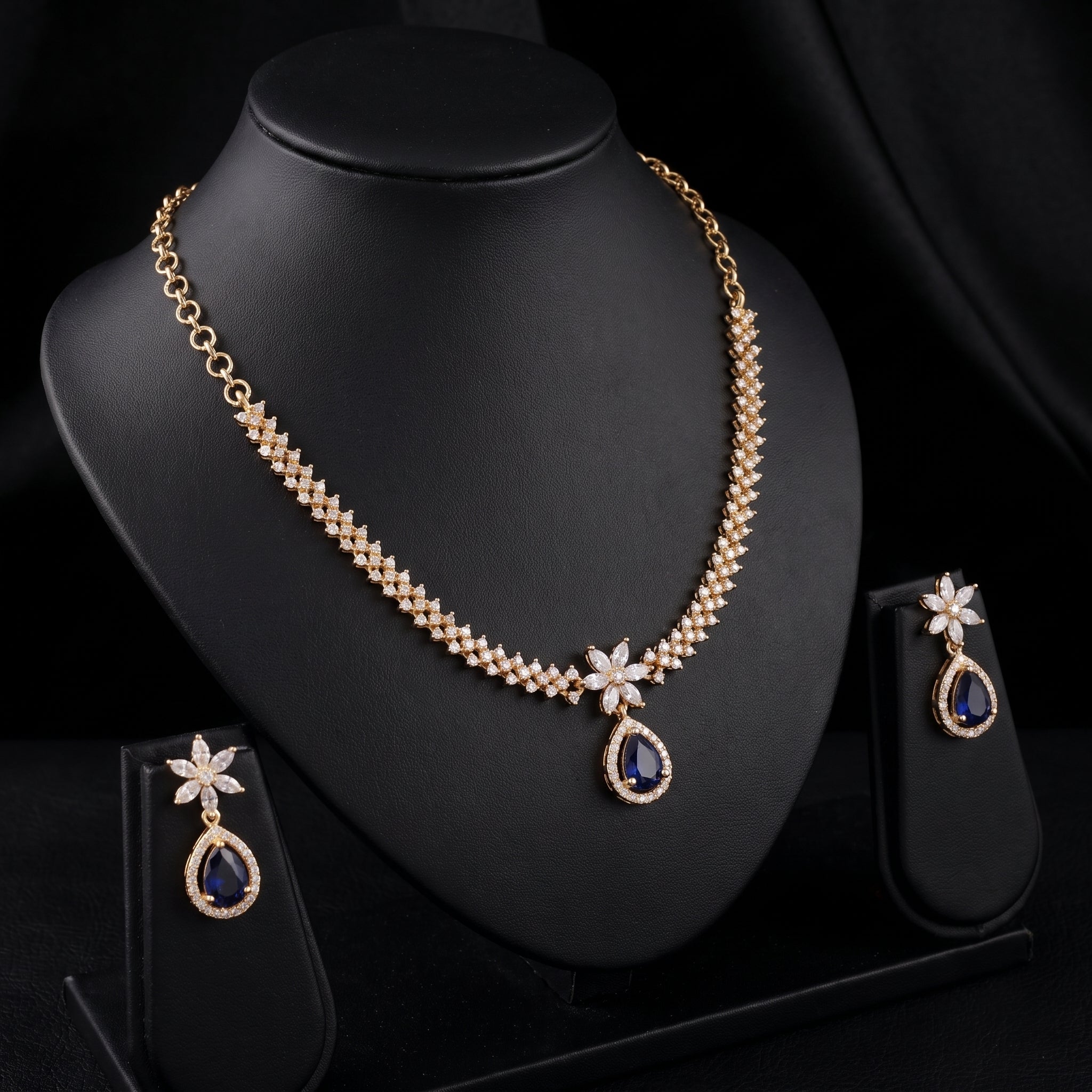 Zoraya Sparkling Diamond Look Necklace