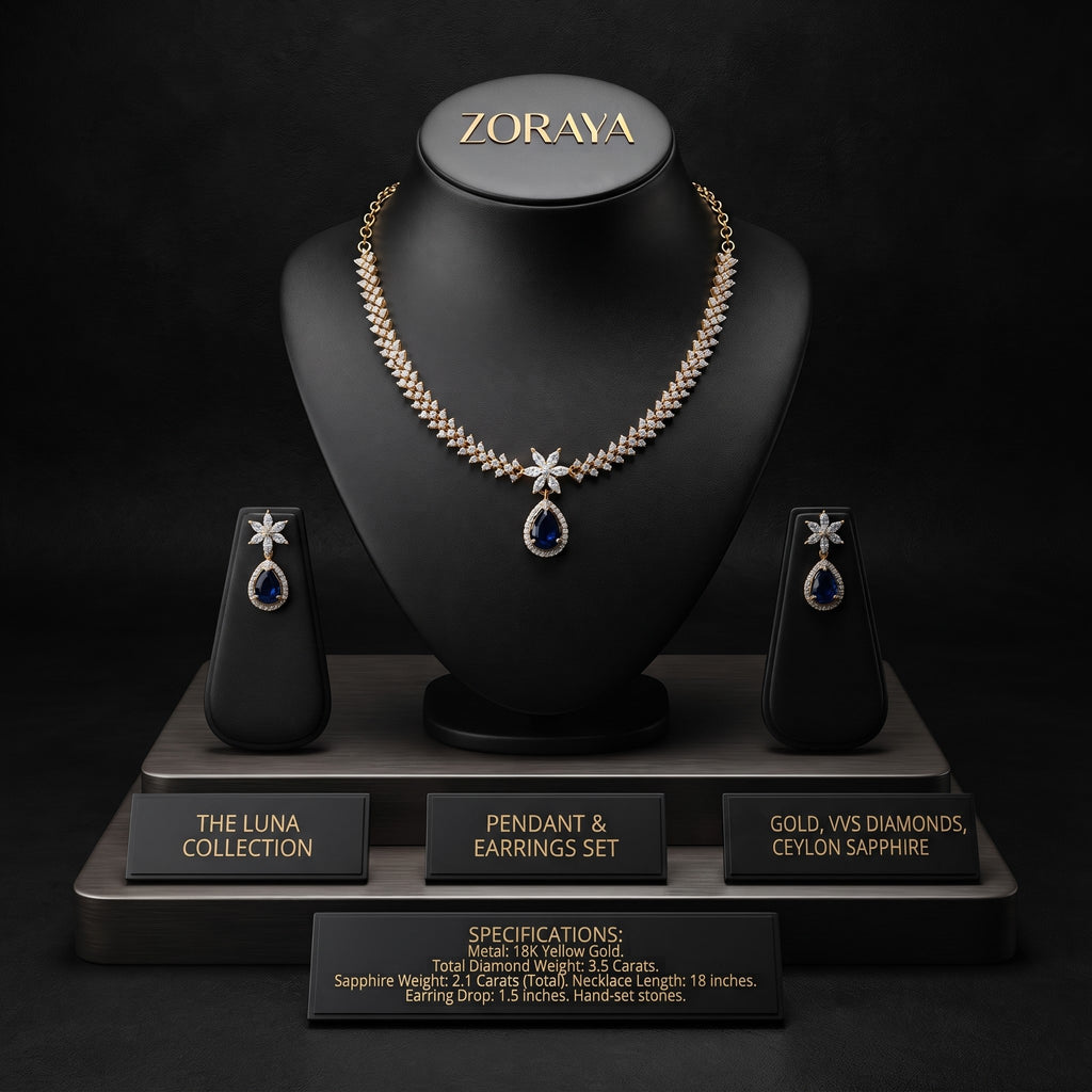 Zoraya Sparkling Diamond Look Necklace