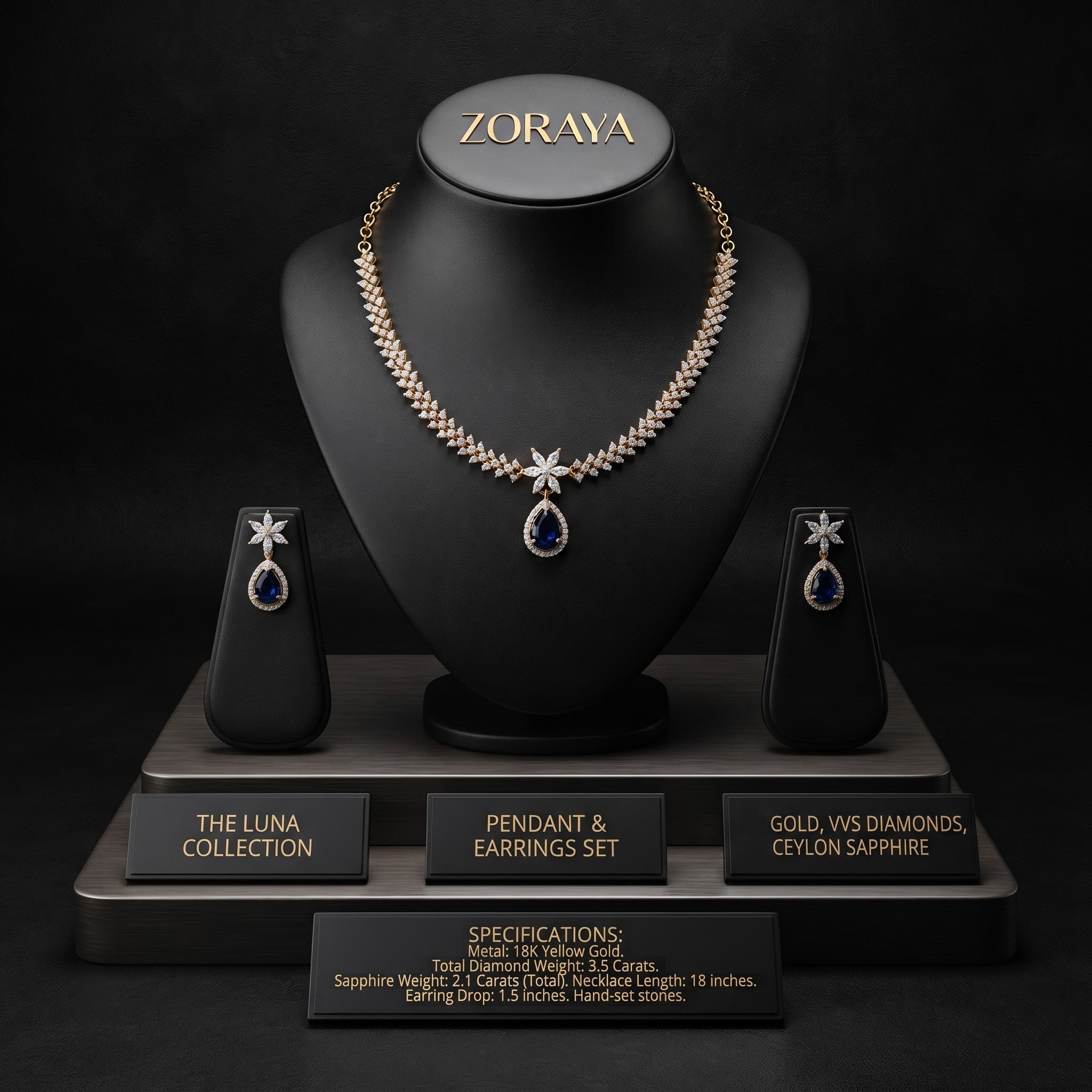 Zoraya Sparkling Diamond Look Necklace