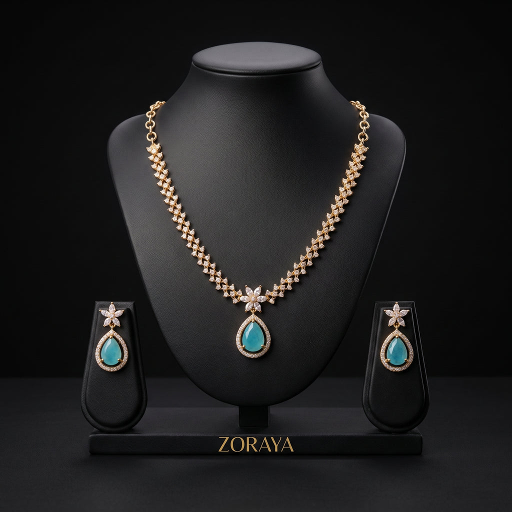 Zoraya Emerald Teardrop Necklace Set