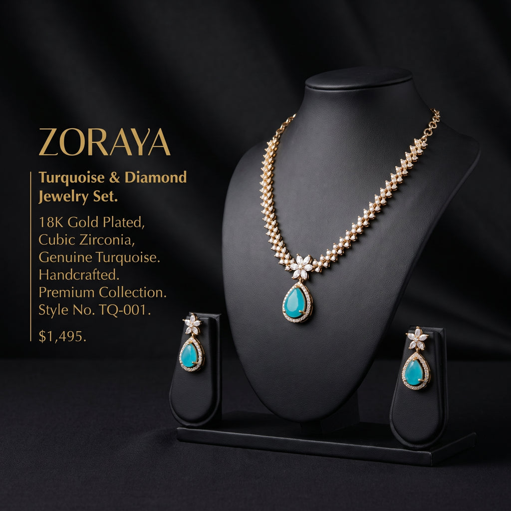 Zoraya Emerald Teardrop Necklace Set