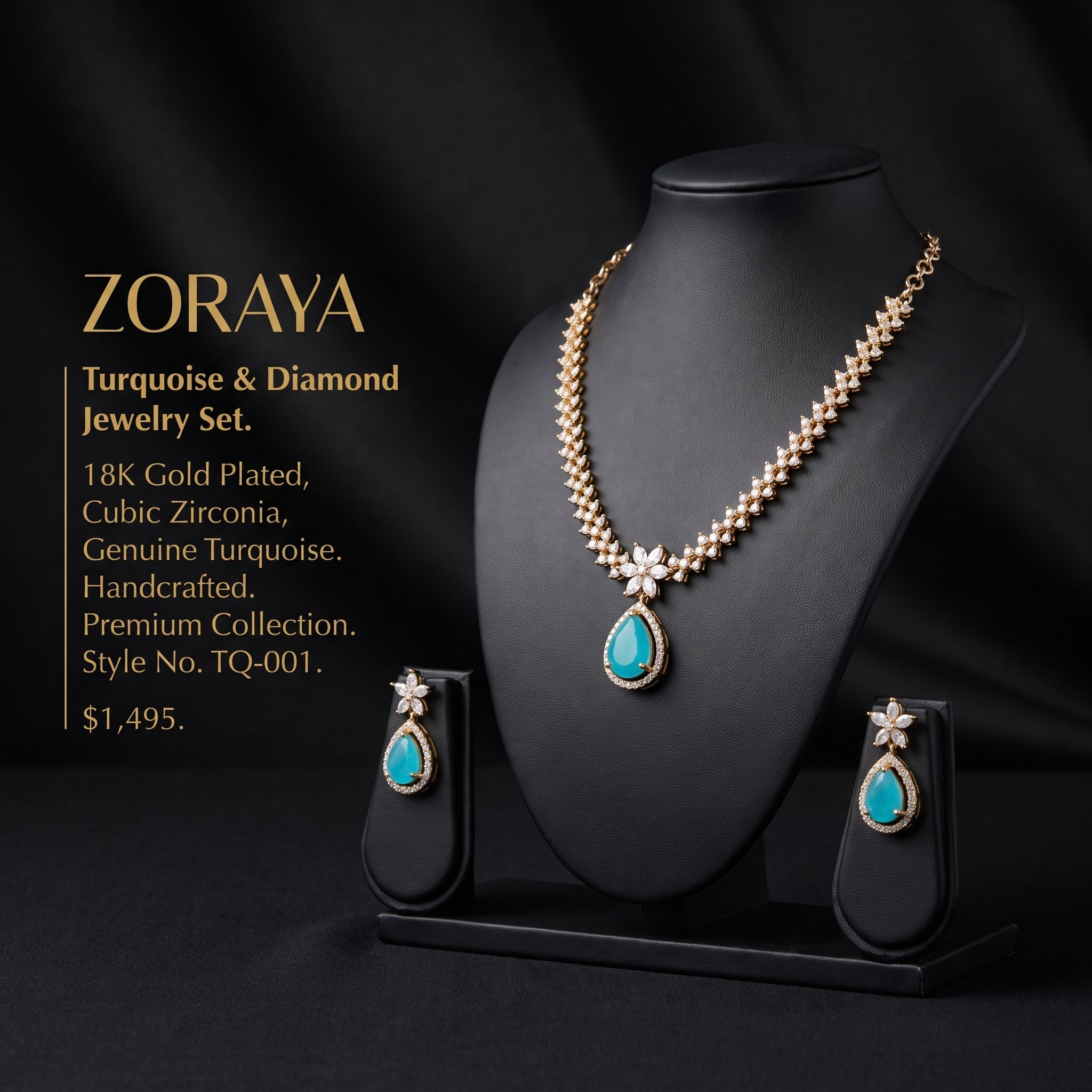Zoraya Emerald Teardrop Necklace Set