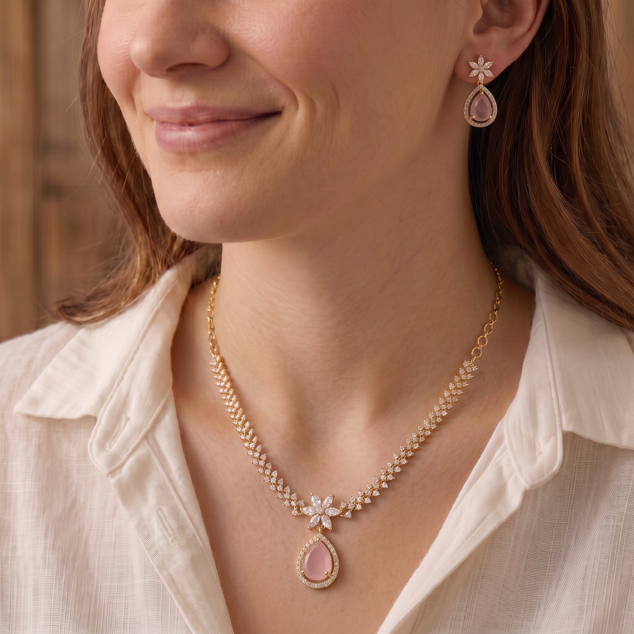Zoraya Blush Pink Necklace Set