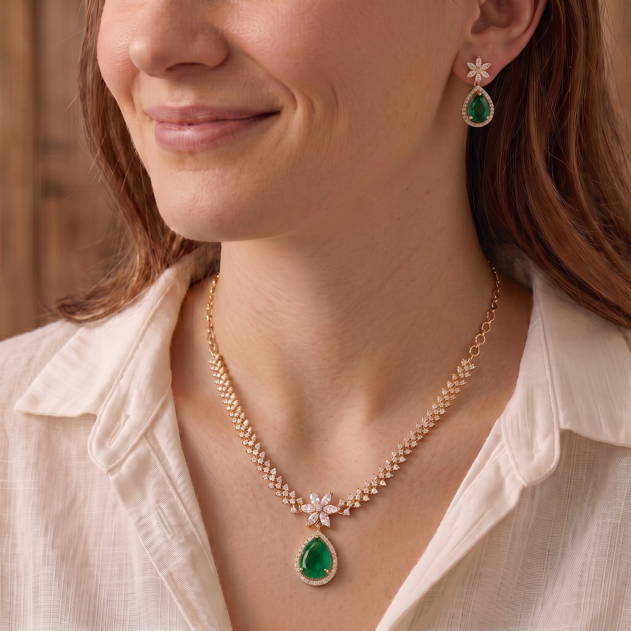 Zoraya Emerald Elegance Necklace Set