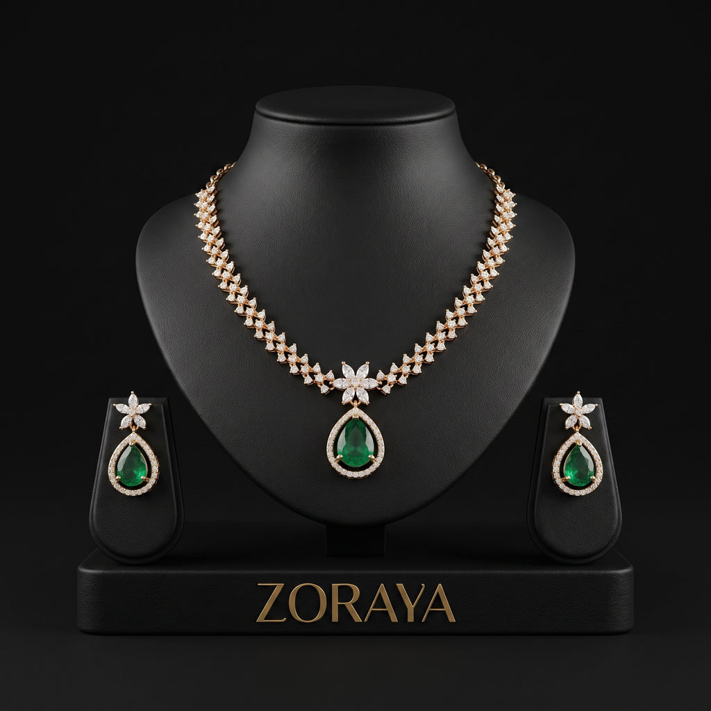Zoraya Emerald Elegance Necklace Set