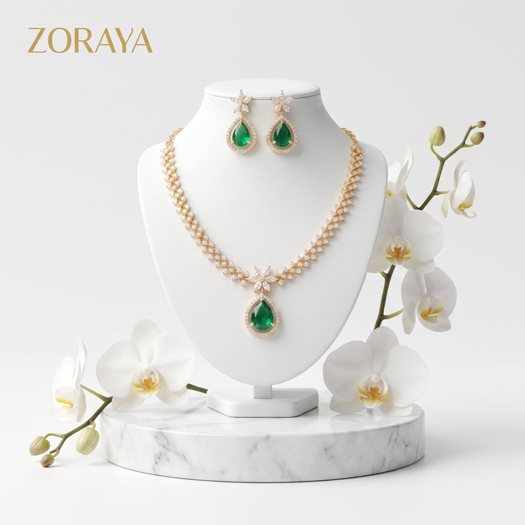 Zoraya Emerald Elegance Necklace Set