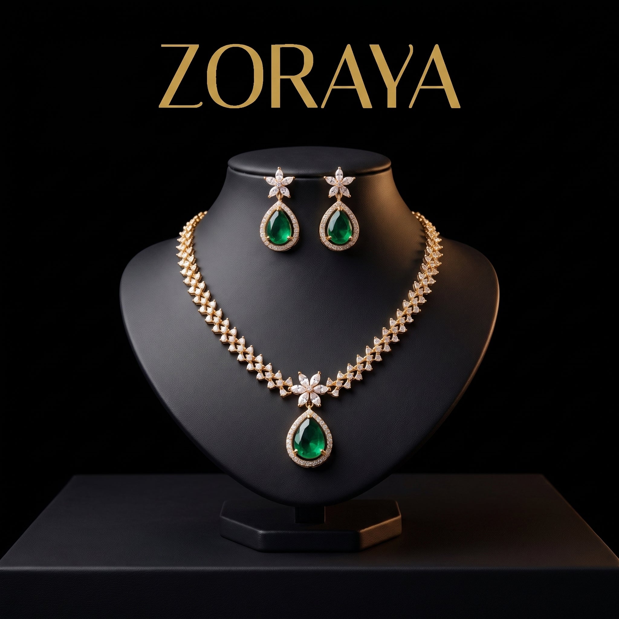 Zoraya Emerald Elegance Necklace Set