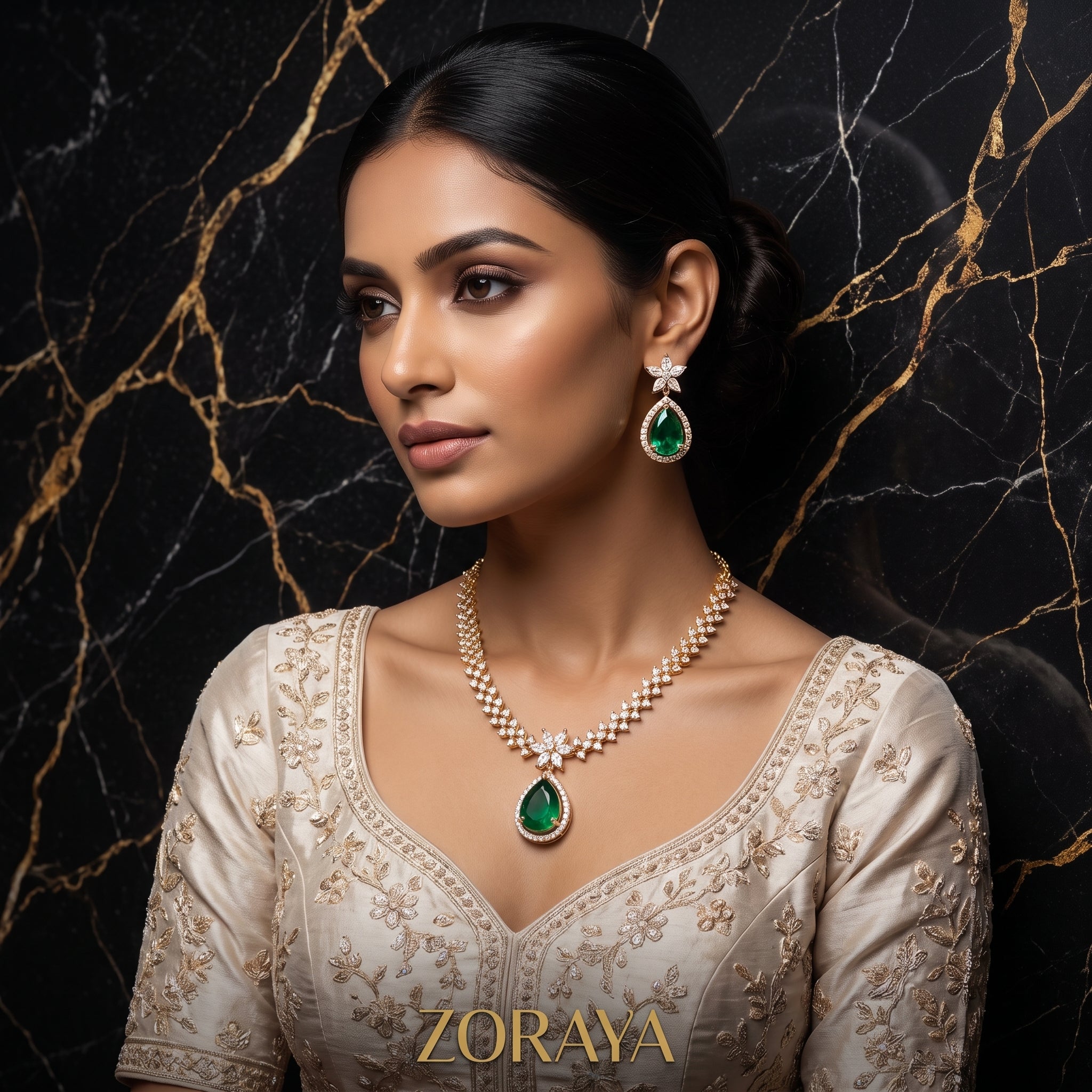 Zoraya Emerald Elegance Necklace Set