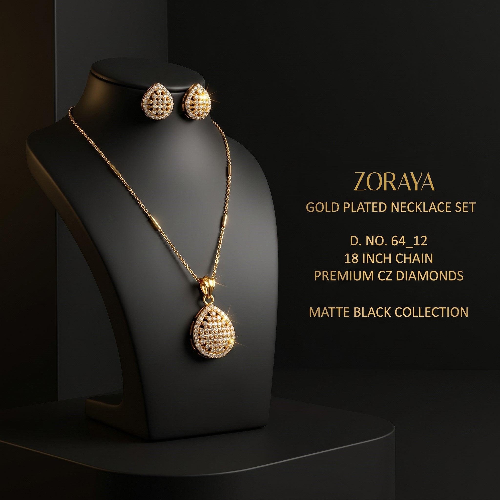 Zoraya Golden Teardrop Pendant Set