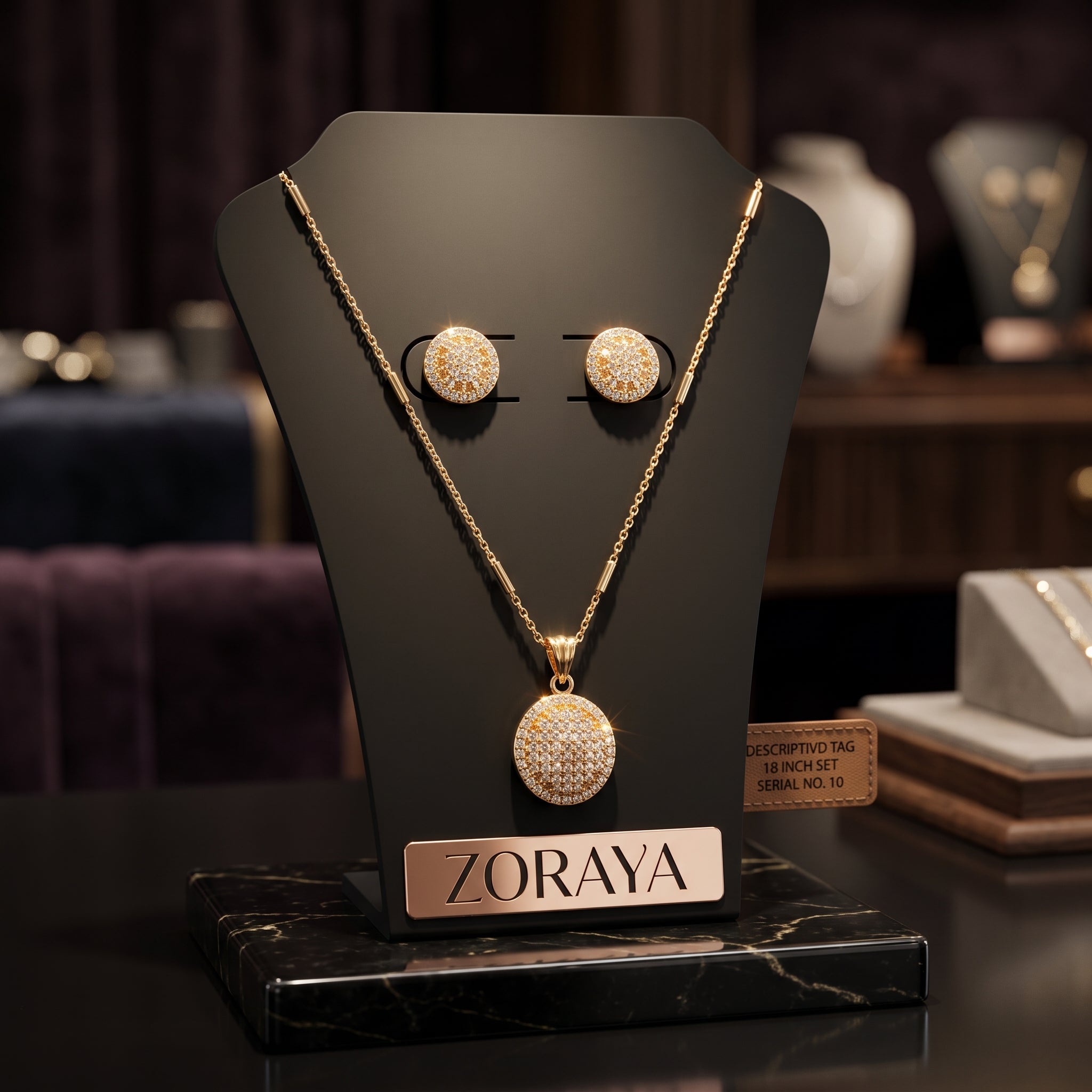 Zoraya Gold Sparkle Pendant Set