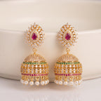 Zoraya Ruby Pearl Jhumka Earrings