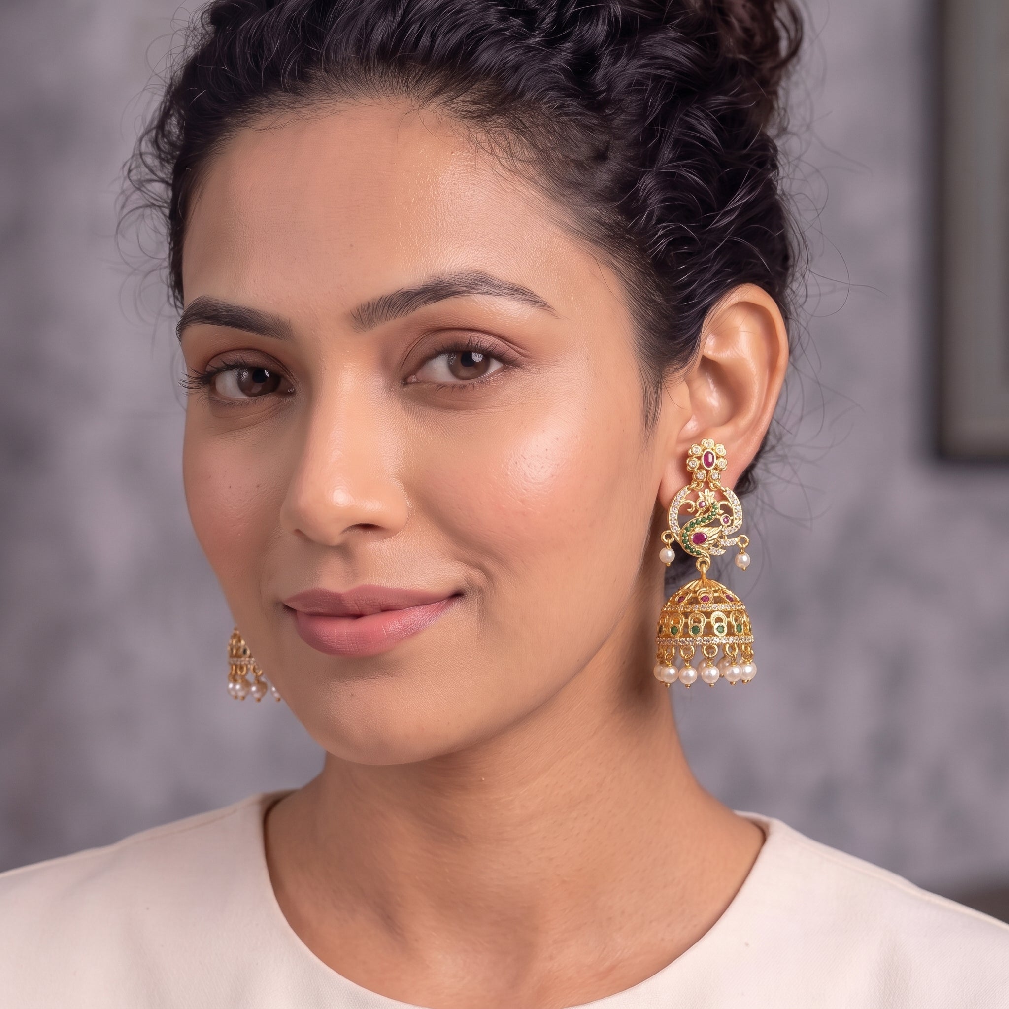 Zoraya Royal Peacock Jhumka Earrings