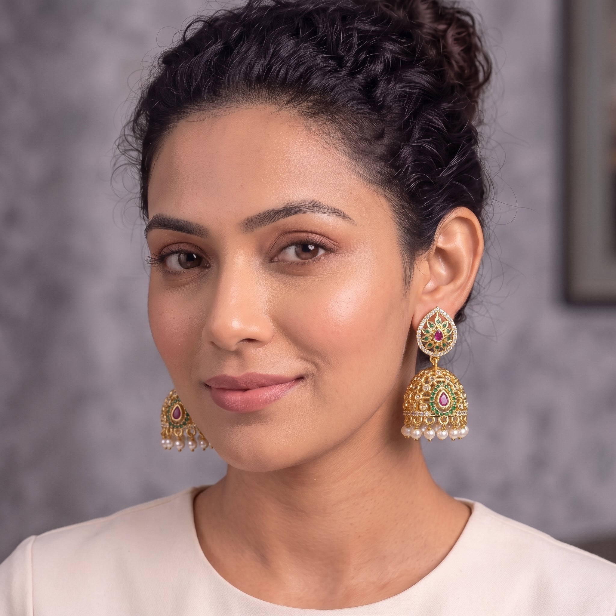 Zoraya Royal Floral Jhumka Earrings