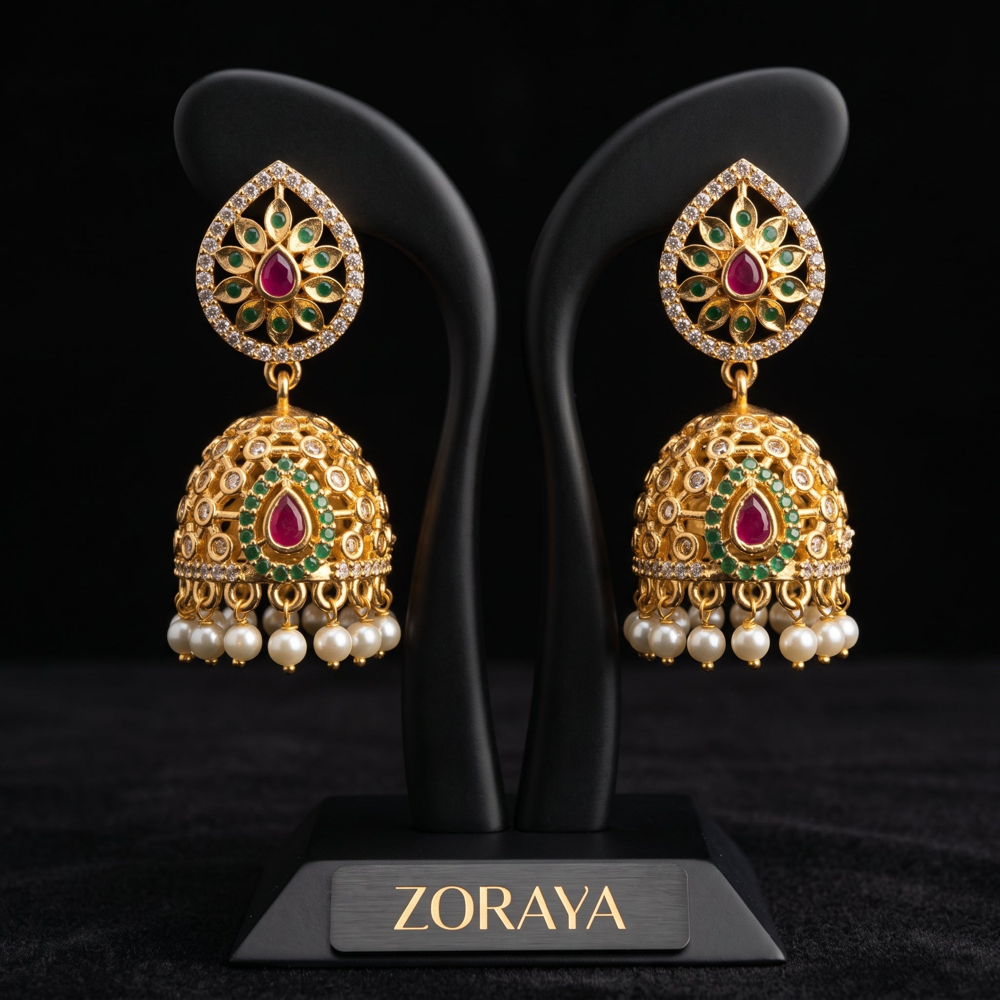 Zoraya Royal Floral Jhumka Earrings