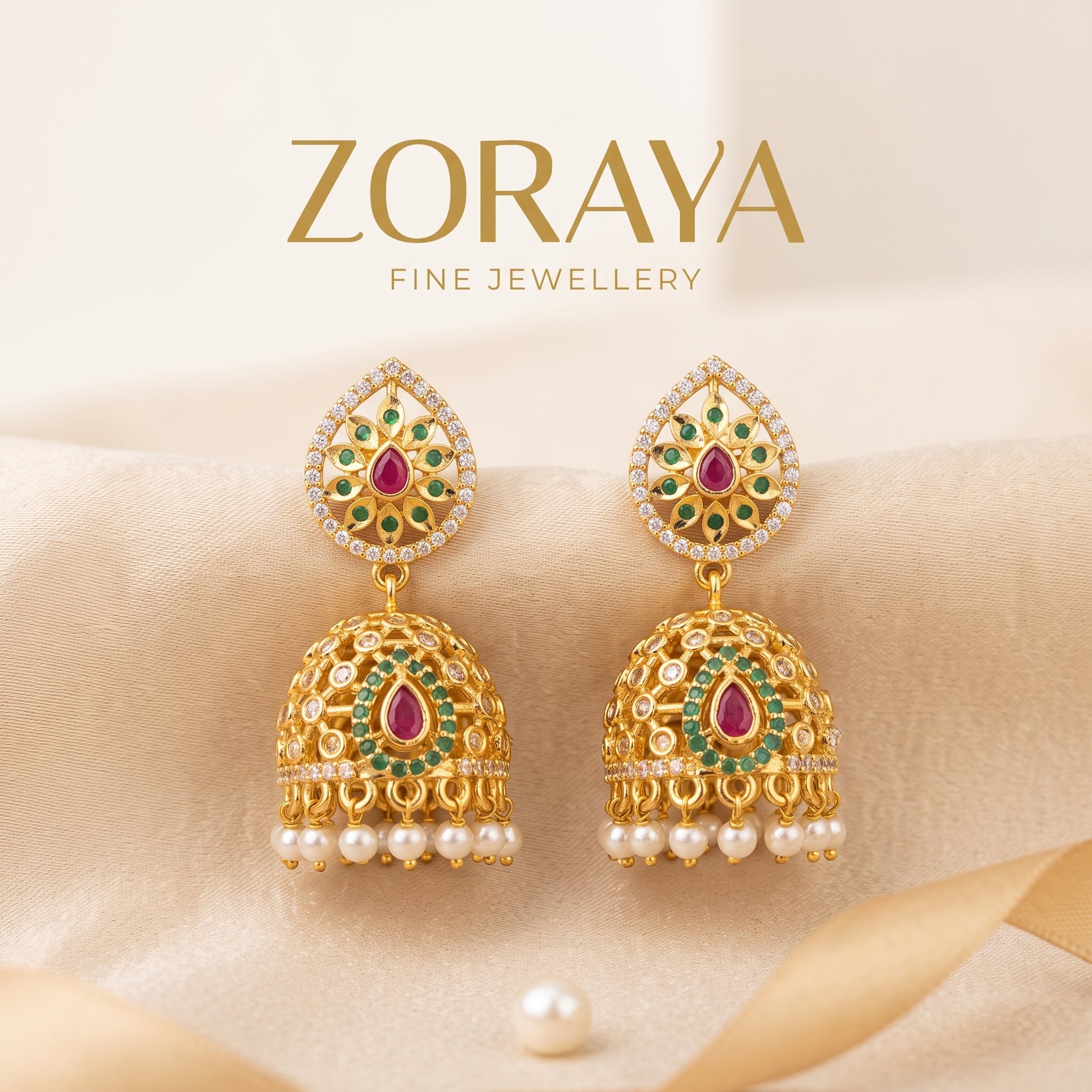 Zoraya Royal Floral Jhumka Earrings