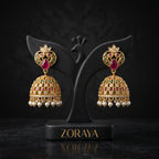 Zoraya Ruby Pearl Jhumka Earrings