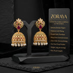 Zoraya Ruby Pearl Jhumka Earrings
