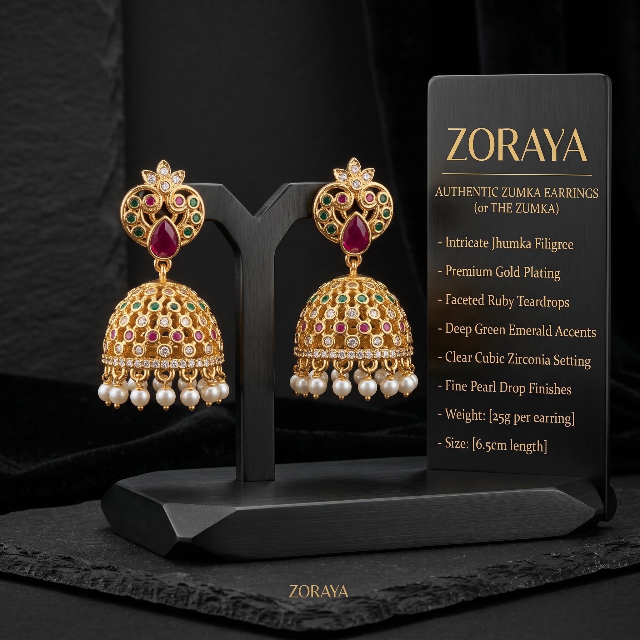 Zoraya Ruby Pearl Jhumka Earrings