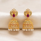 Zoraya Ruby Pearl Jhumka Earrings