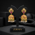 Royal Peacock Pearl Jhumka Earrings