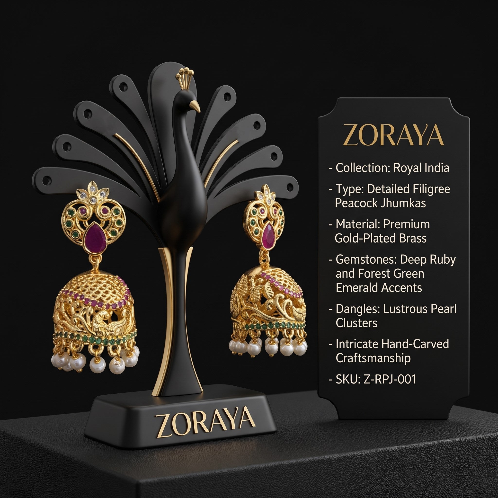 Royal Peacock Pearl Jhumka Earrings