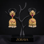 Royal Peacock Pearl Jhumka Earrings